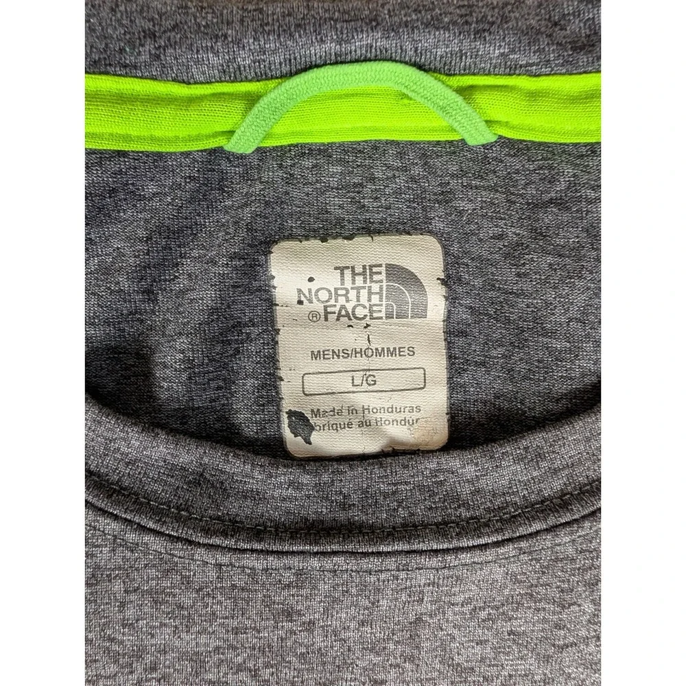 The North Face Mens VaporWick Performance T-Shirt Charcoal Neon Green Heather L
